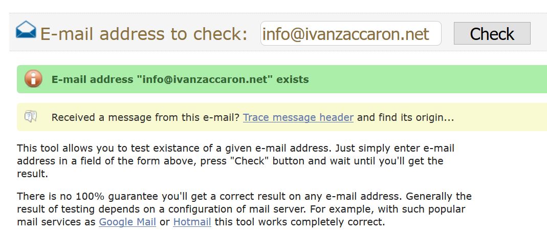 smart ip verify riconoscere email false